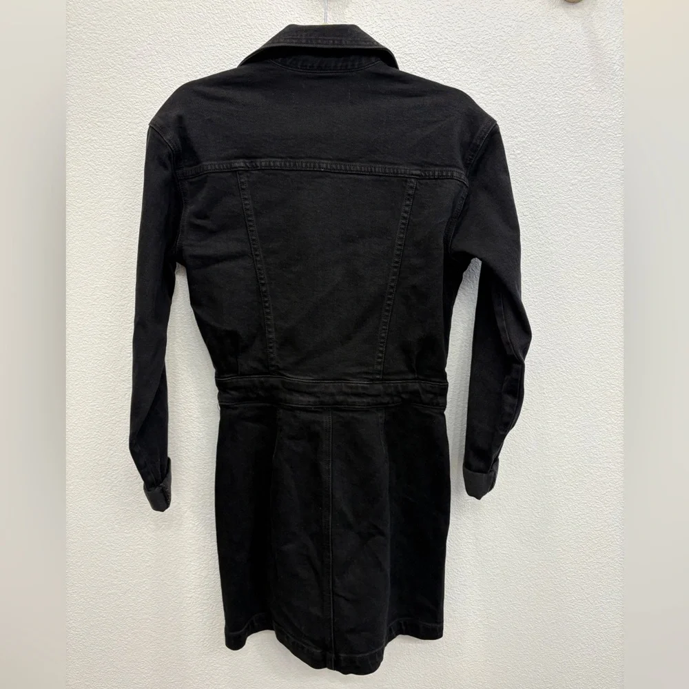 GRLFRND Black Denim Margo Kickstart Zip and Snap long sleeve Dress Size S - Picture 7 of 11